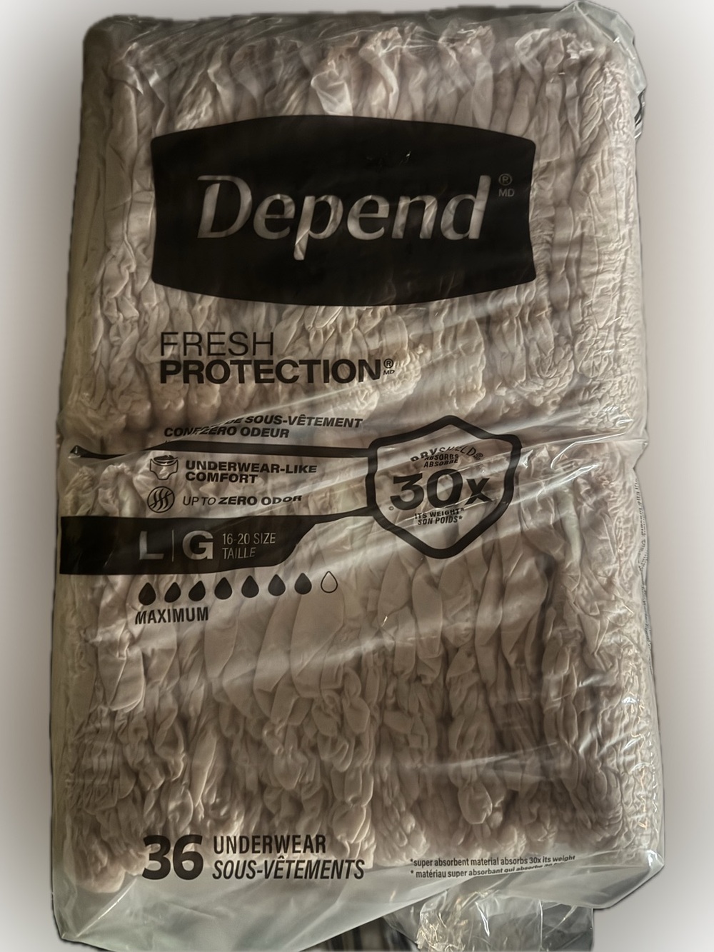 Depend Women's High-Absorbency Incontinence Underwear XL - Pink 36 Count - Picture 7 of 8